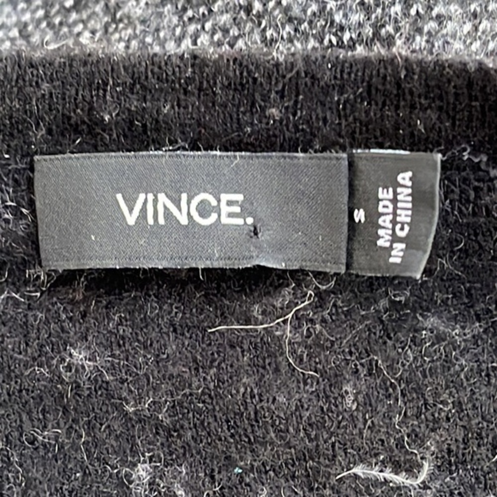 Vince Wool Henley Long Sleeve Top in Heathered Charcoal Gray & Black Size Small - Picture 5 of 6